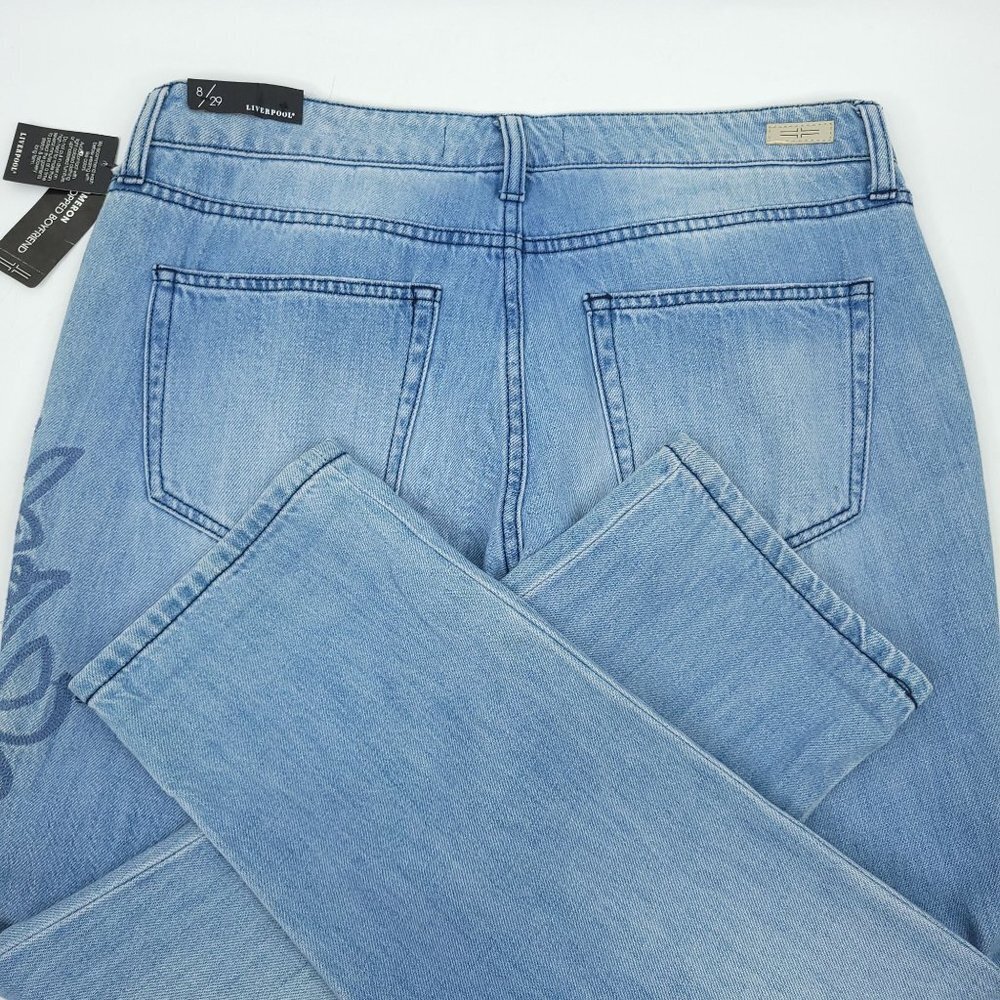 Liverpool The Boyfriend Crop Jeans NEW Embroidered 8 / 29 Light Wash Denim Capri - Picture 14 of 14